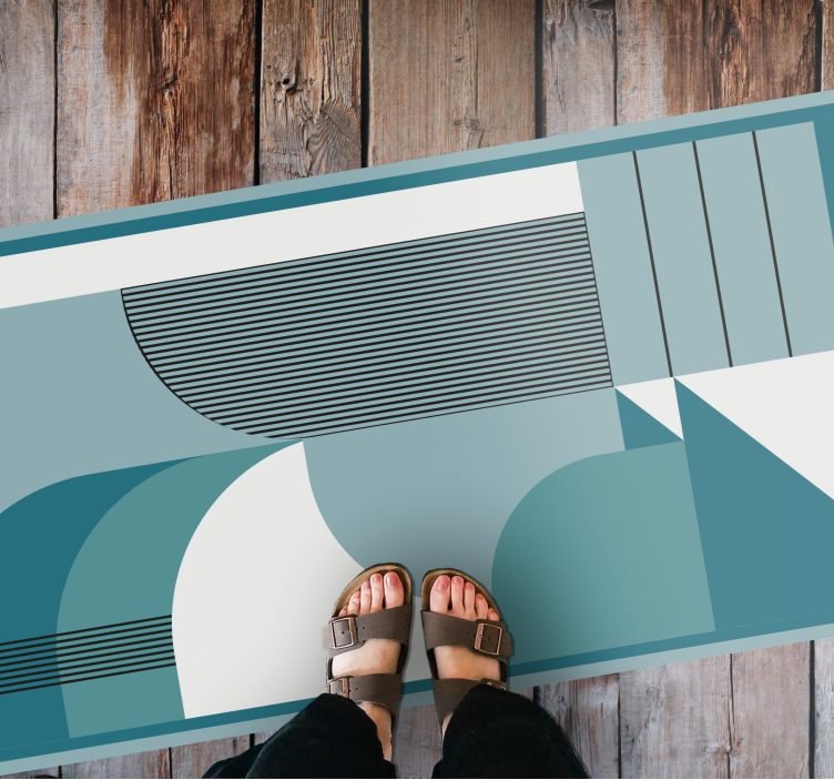 Blå abstrakta geometriska former Vinylmatta modern - Tenstickers