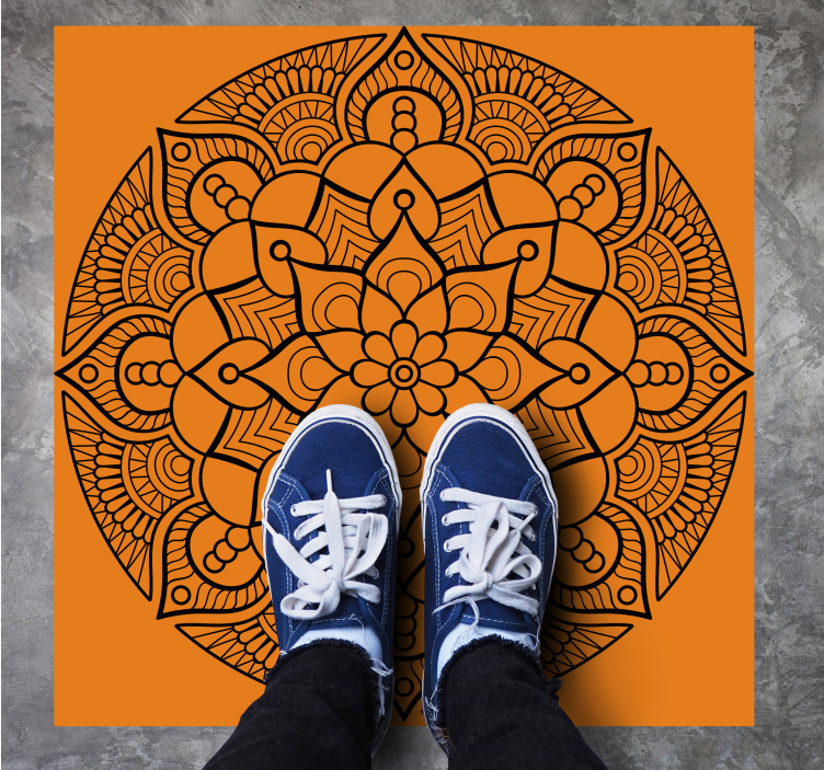 Orange mandalamönster Vinylmatta Mandala - Tenstickers