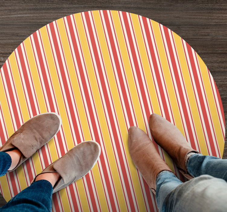 Orange och röda ränder cirkulär matta - Tenstickers