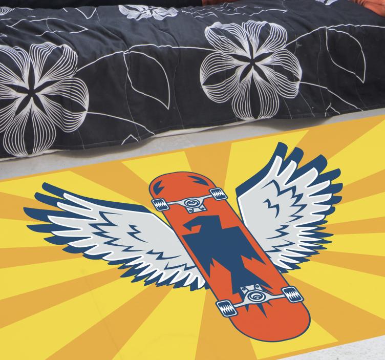 Orange skateboard tonåring vinyl matta - Tenstickers