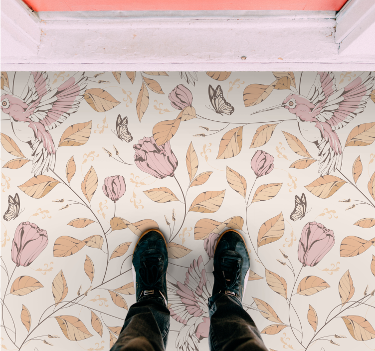 Pastellblommig elegans Vinylmatta foajé - Tenstickers