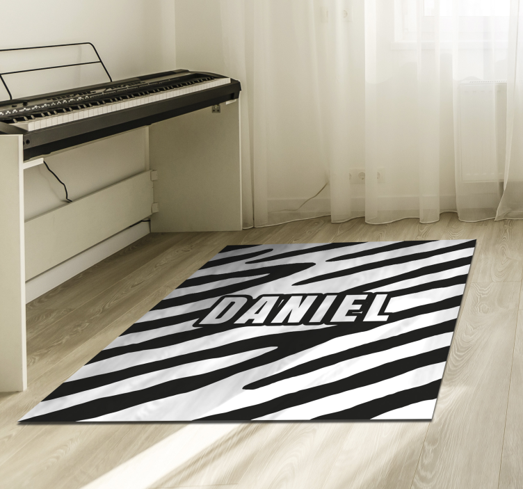 Personlig zebra vinylmatta med namn - Tenstickers