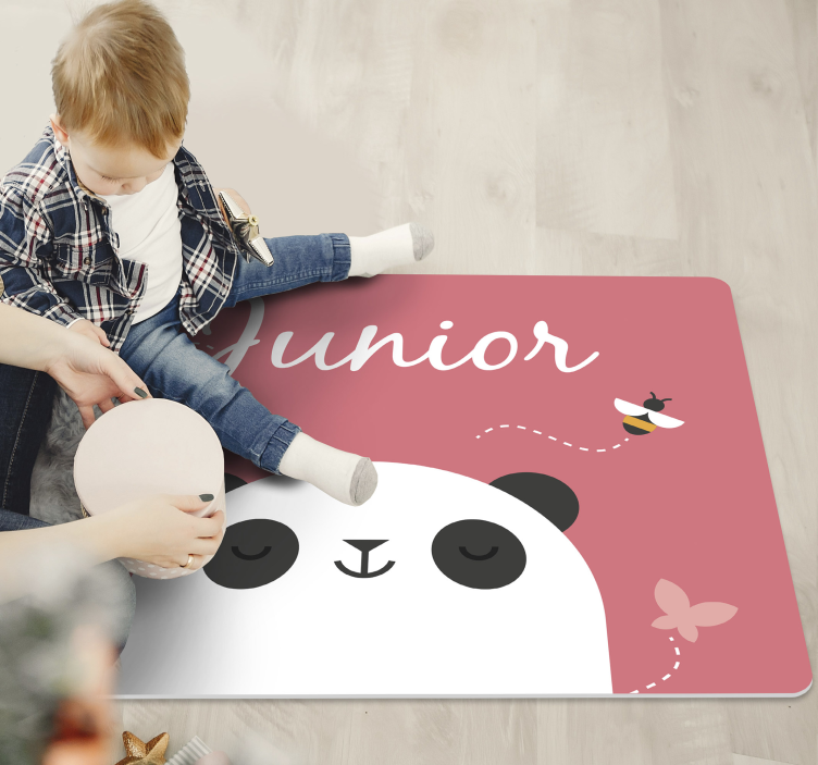 Personlig panda barn vinyl matta - Tenstickers