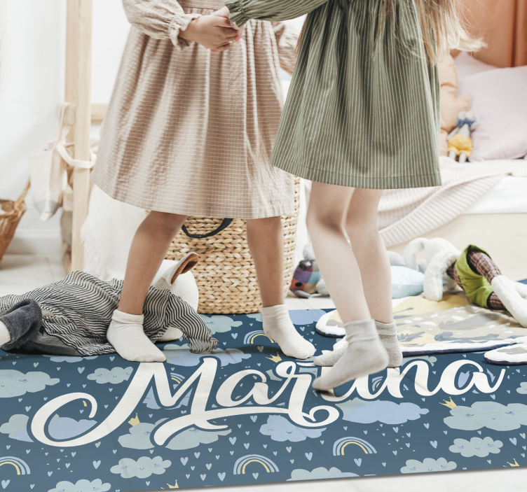 Blå moln med namn Andra Vinylmattor - Tenstickers