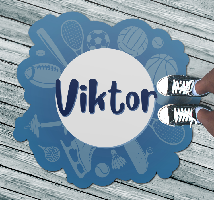 Personligt sportemblem Vinylmatta namn - Tenstickers
