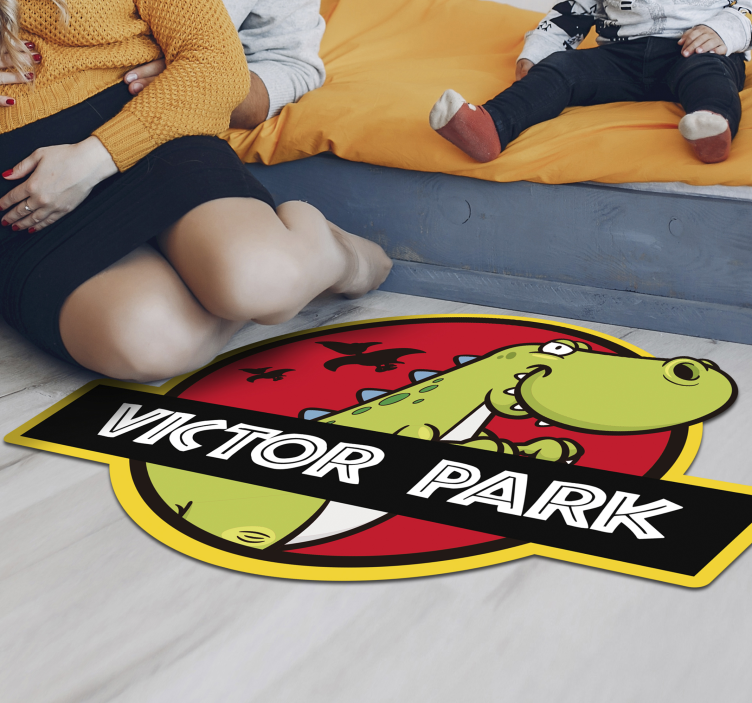 Personnalised jurassic park kids vinyl matta - Tenstickers