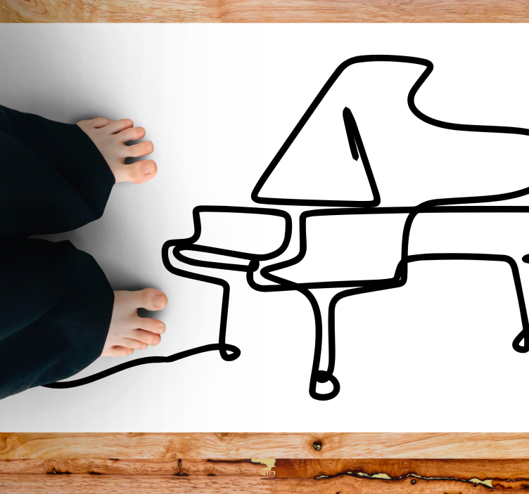 Piano line art söt design modern matta - Tenstickers