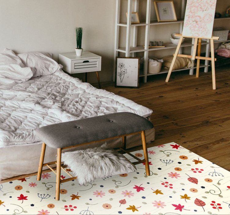 Prickiga löv blommig matta - Tenstickers