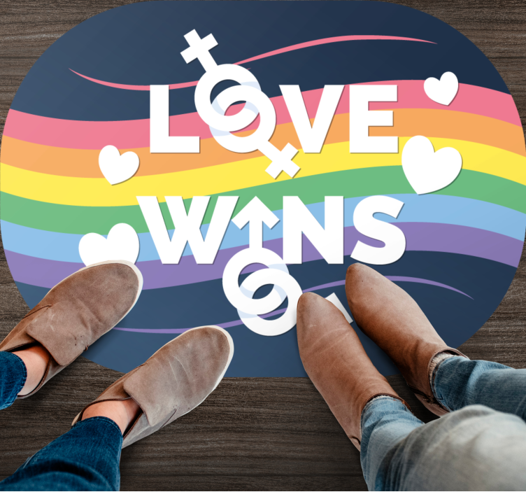 Pride day koncept kärlek vinner vardagsrumsmatta - Tenstickers