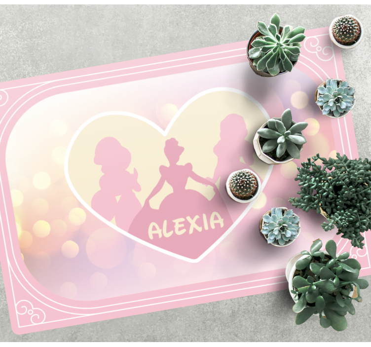 Prinsessa silhuett hjärta Vinylmatta namn - Tenstickers