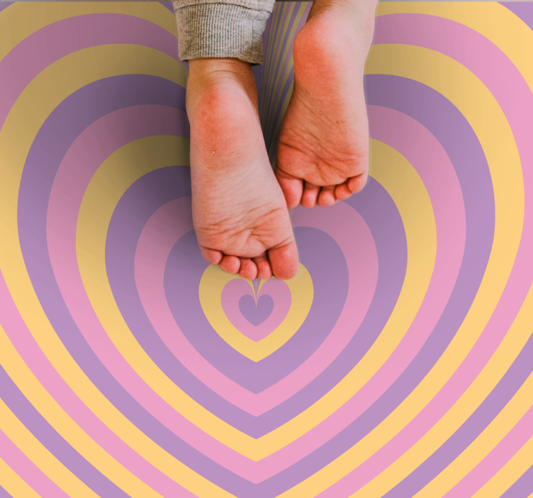 Psykedelisk groovy heart modern matta - Tenstickers