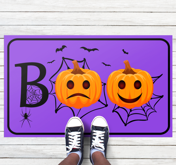 Pumpa spindelnät boo Vinylmatta Halloween - Tenstickers