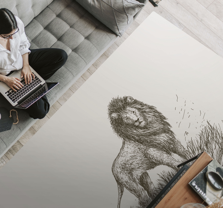 Realistisk lejon djurmatta - Tenstickers