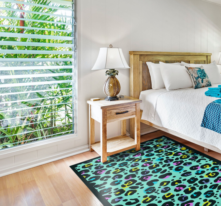 Regnbåge leopard djur tryck vinyl matta - Tenstickers