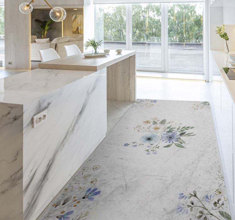 Retro blommor vinyl matta för kök - Tenstickers