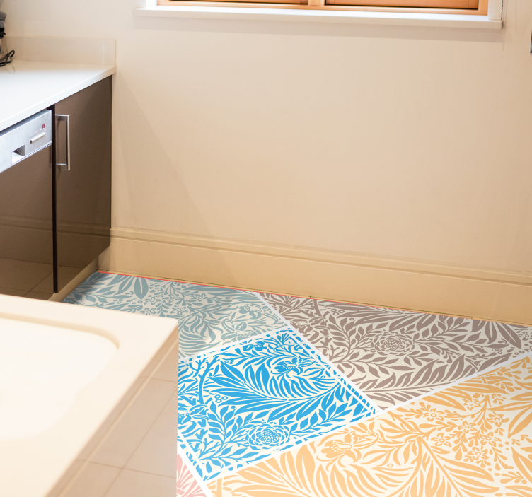 Retro färgglada blad kök golvplattor - Tenstickers