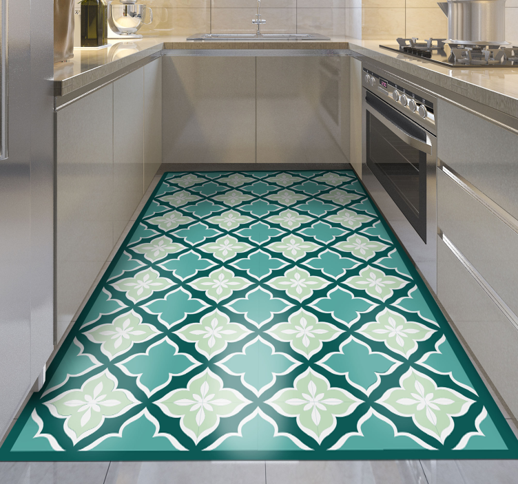 Retro kakel mönster vinyl matta modern matta - Tenstickers