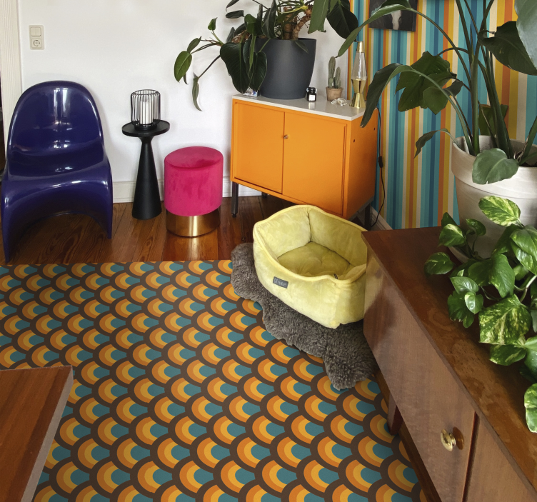 Retro kurvmönster Vinylmatta Vardagsrum - Tenstickers