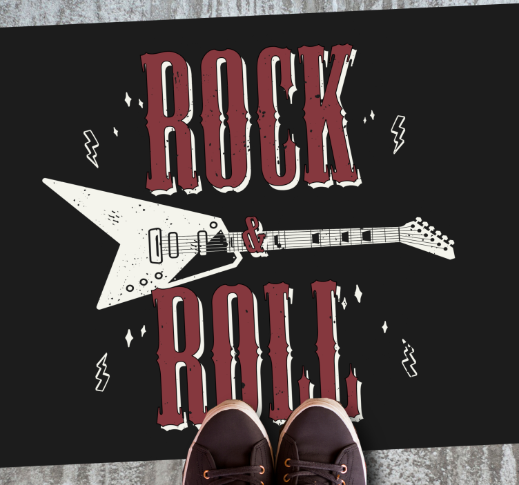 Rock n' roll med gitarrdesign sovrumsmatta - Tenstickers