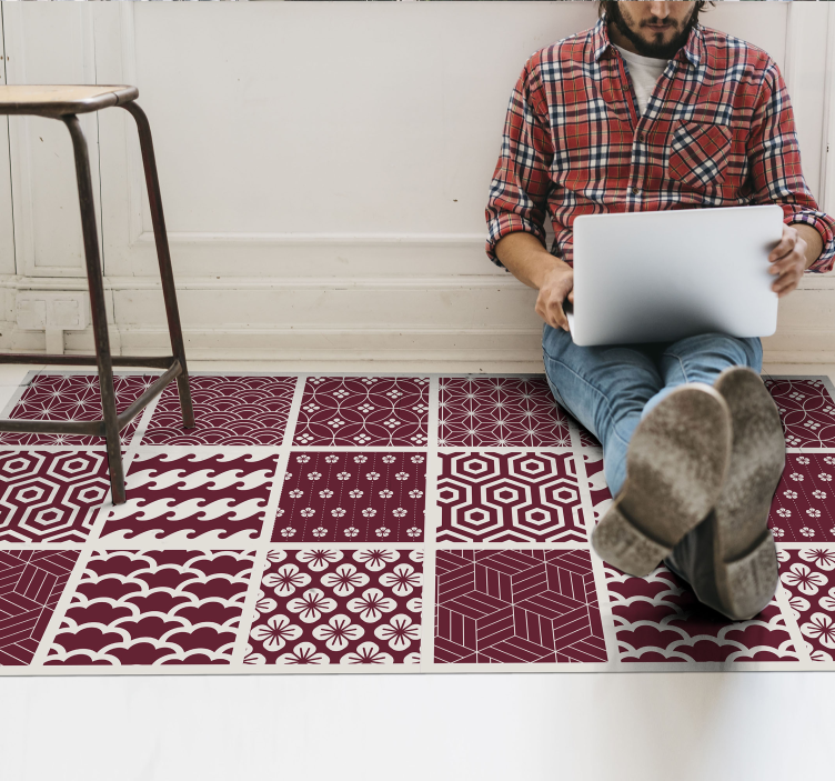 Rött kakel mönster vinyl matta - Tenstickers