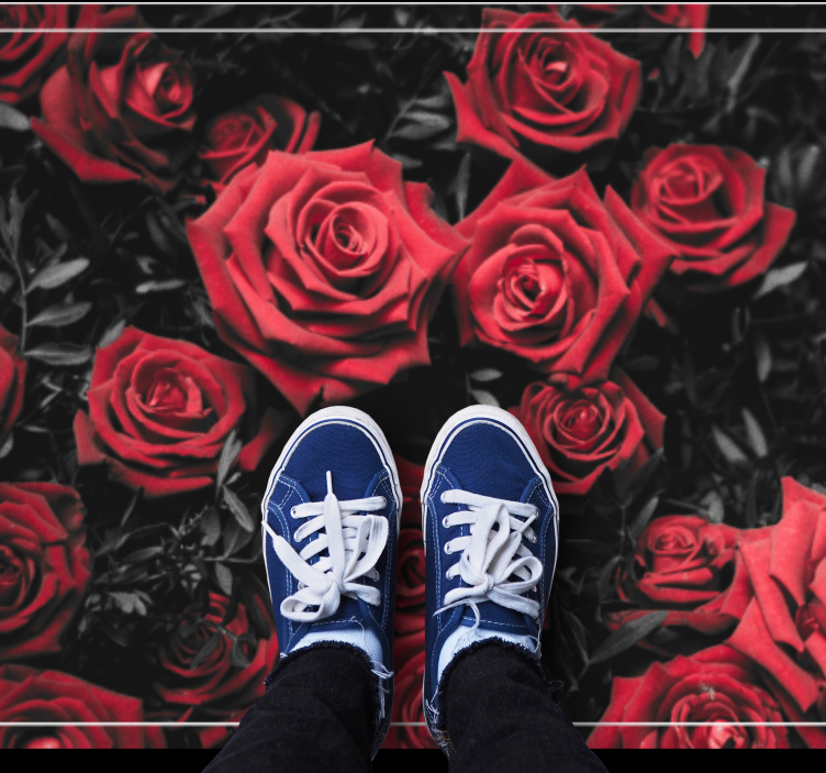 Realistisk röd rosdesign Vinylmatta blommor och växter - Tenstickers