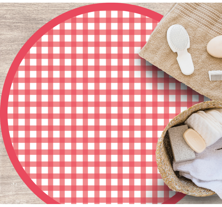 Röd rutig dekoration köksgolvplattor - Tenstickers