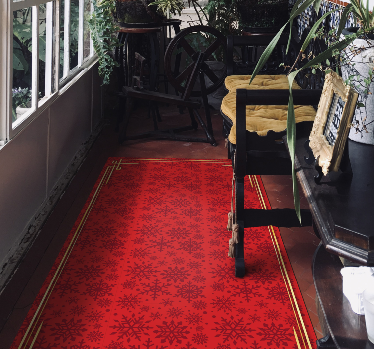 Röda snöflingor vinyl hall matta - Tenstickers