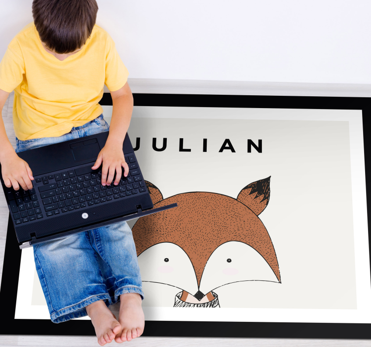 Rödräv med namn personlig matta - Tenstickers