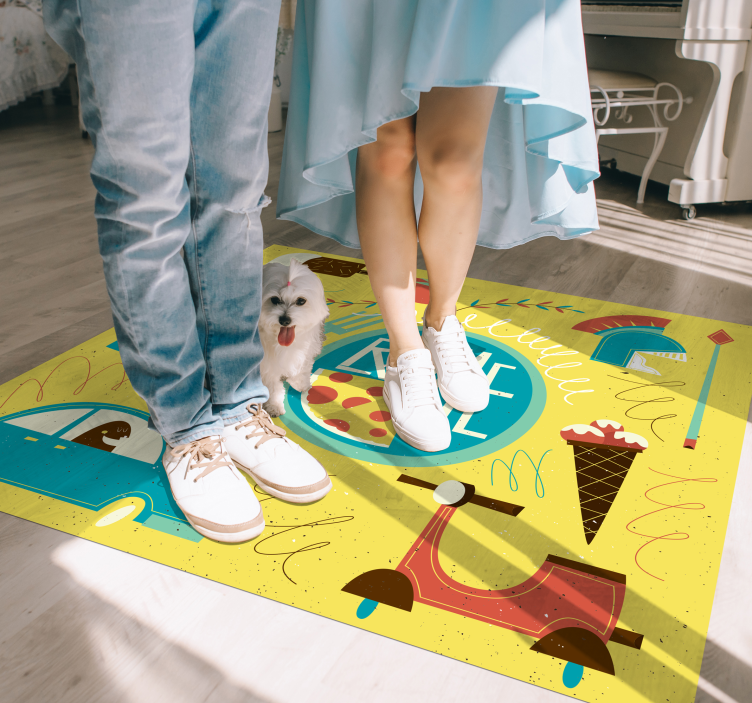 Rolig rom världskarta vinylmatta - Tenstickers