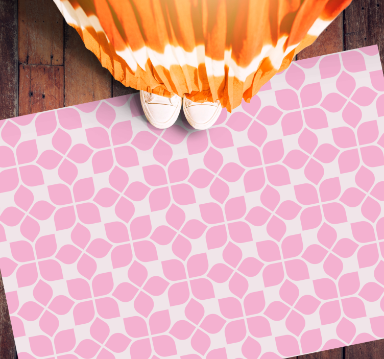 Rosa blommig kakel Vinylmatta Mosaik - Tenstickers