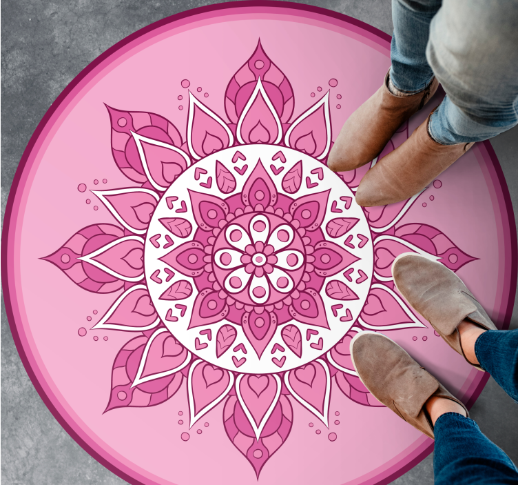 Rosa blommig meditation Vinylmatta Mandala - Tenstickers