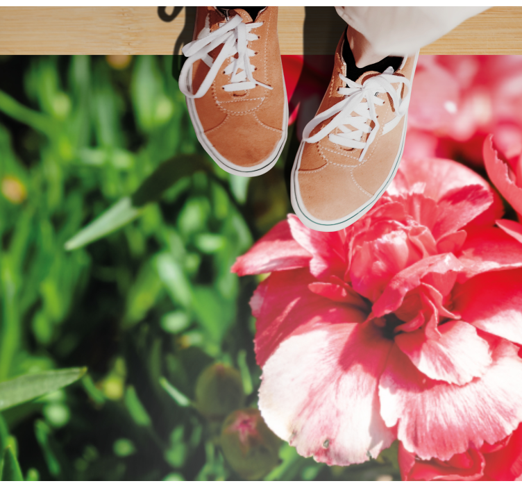 Rosa blommor och grönska Vinylmatta blommor och växter - Tenstickers