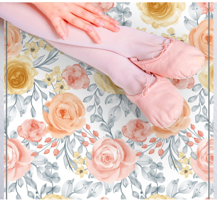 Rosa rosor akvarell effekt fyrkantig vinyl matta - Tenstickers