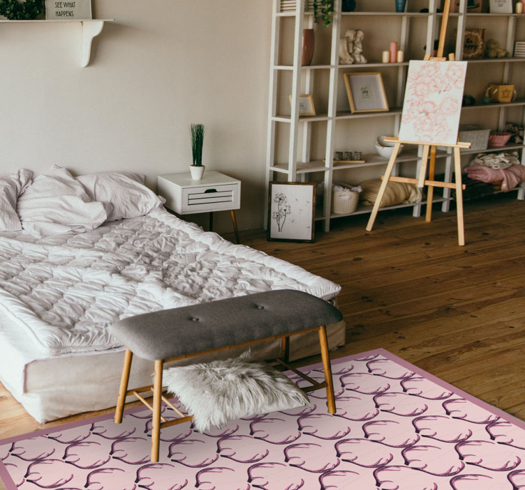 Rosa stag antlers vinylmatta - Tenstickers