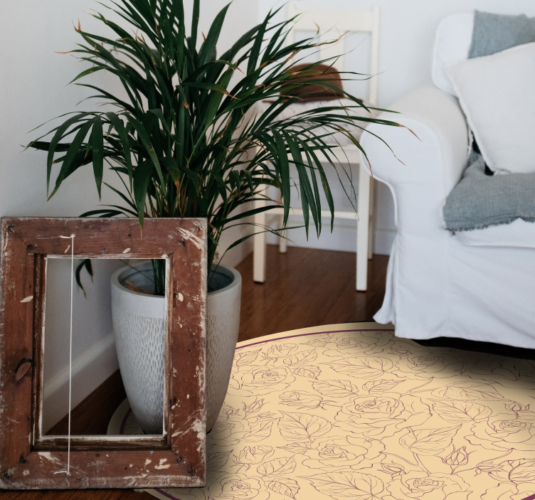 Rosmönster runt Vinylmatta blommor och växter - Tenstickers