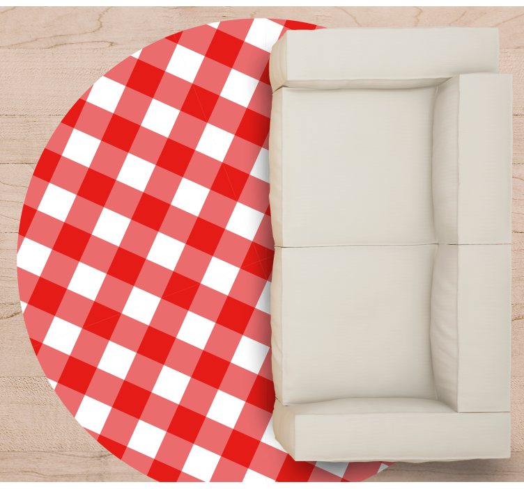 Rött rutmönster Vinylmatta Cirkulär - Tenstickers