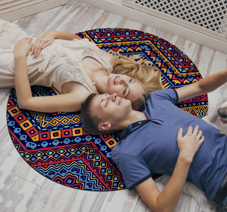 Rundat mönster etnisk vinyl matta - Tenstickers