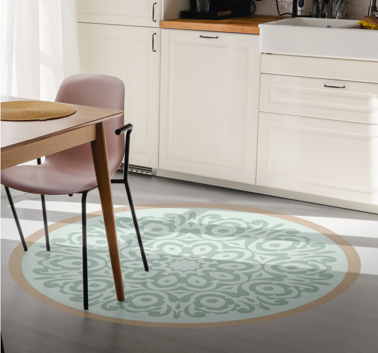 Runt botaniskt arrangemang Vinylmatta Mandala - Tenstickers