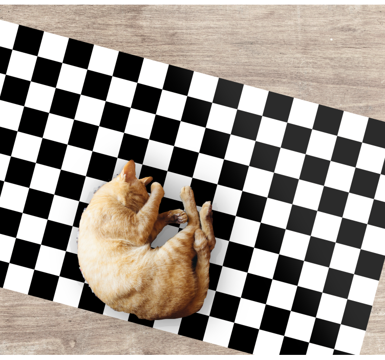 Svartvit pläd Vinylmatta geometrisk - Tenstickers