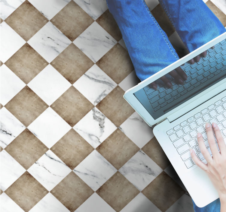 Sepia "gadir" kakel vinylmatta - Tenstickers