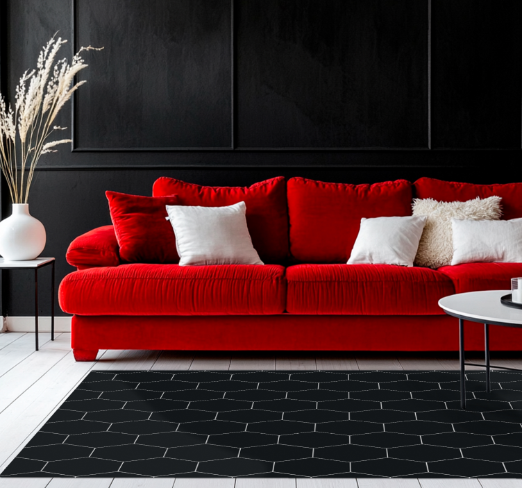 Sexkant mosaik Vinylmatta svart - Tenstickers