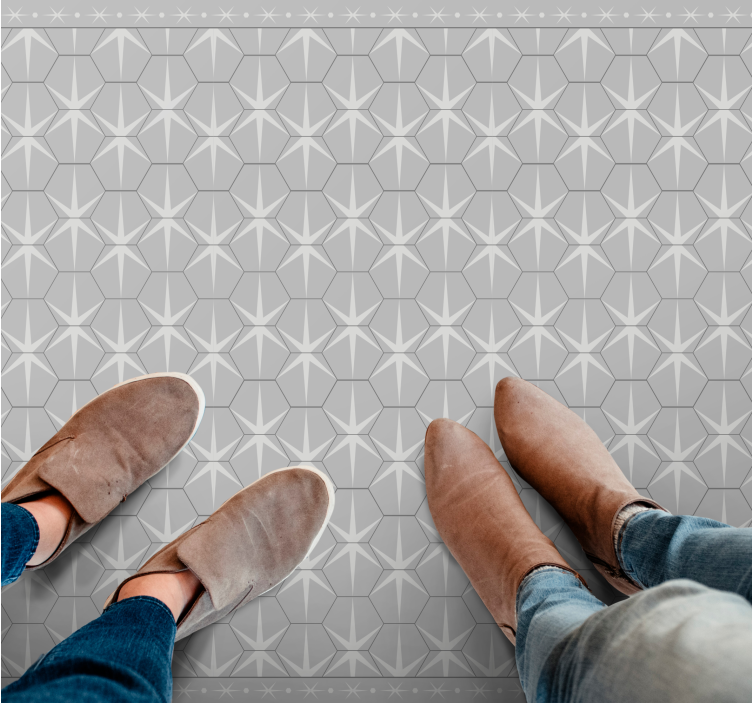 Hexagonalt stjärnmönster Vinylmatta grå - Tenstickers