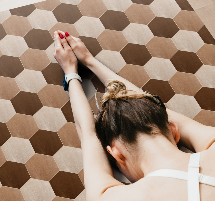 Sexkantigt trä textur vinyl matta - Tenstickers