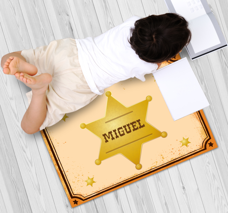 Sheriff märke med namn vinyl matta med namn - Tenstickers