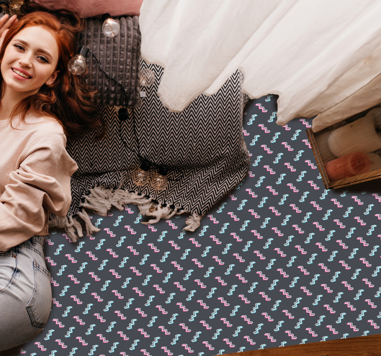 Zigzag abstrakt geometriskt mönster sovrum matta - Tenstickers