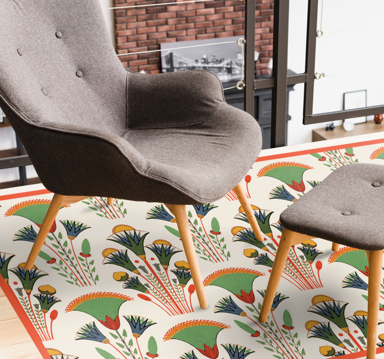 Skandinaviskt vintagemönster Vinylmatta blommor och växter - Tenstickers