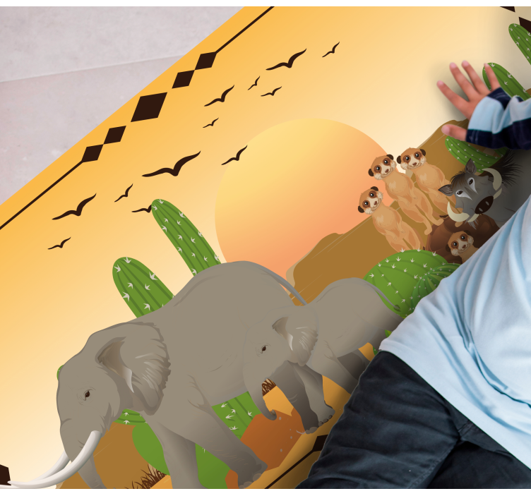 Skymningselefantexpeditionen Vinylmatta natur - Tenstickers