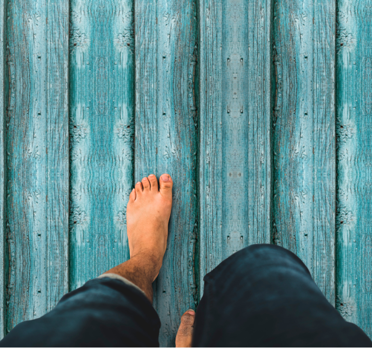 Slitet blått motiv Vinylmatta träeffekt - Tenstickers