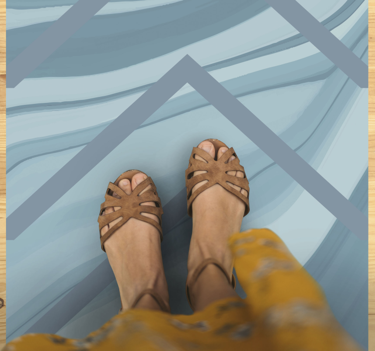 Snygga blå vågor vinylmatta i marmor - Tenstickers