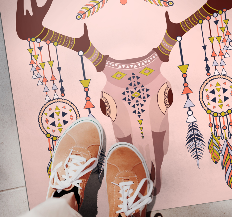 Snyggt hornmotiv Vinylmatta etnisk - Tenstickers